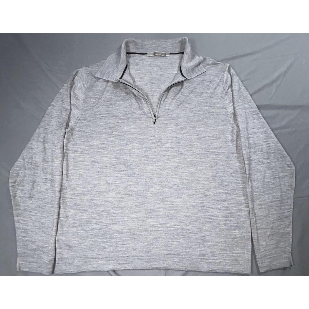 Raffi Sweater Mens Large Gray 1/4 Zip Collared Merino Wool Cashmere Knit
